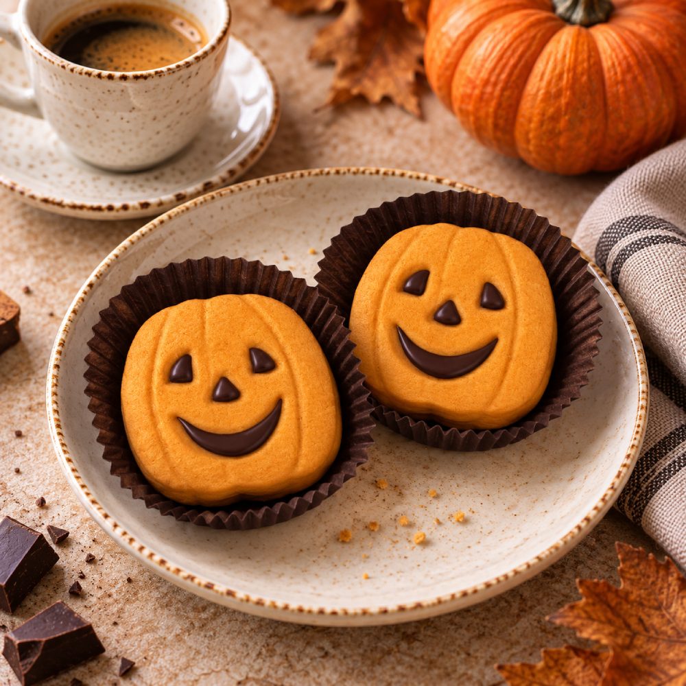 Italian Halloween Pumpkin Biscuits on a plate