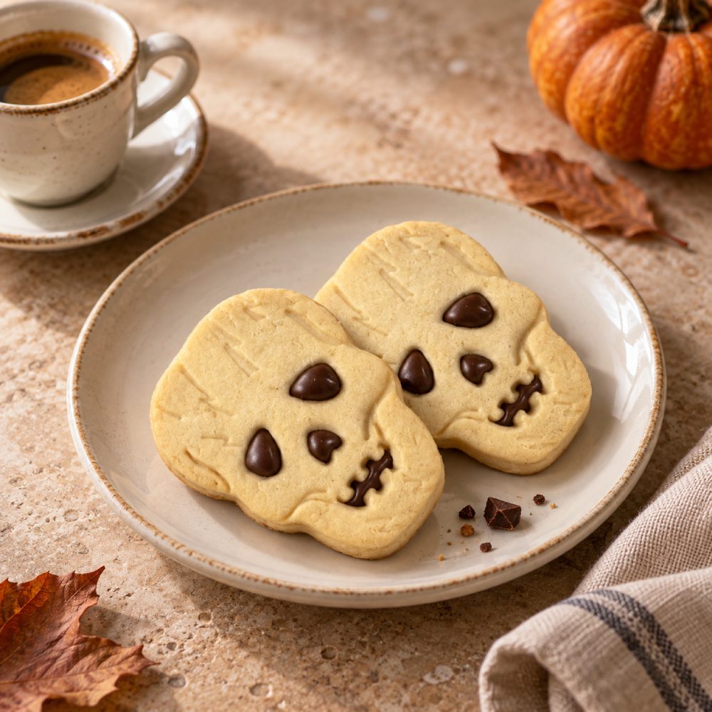 Italian Halloween Skull Biscuits con a plate